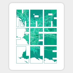 Marseille, France City Map Typography - Watercolor Magnet